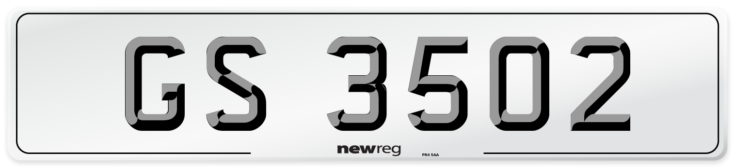 GS 3502 Number Plate from New Reg